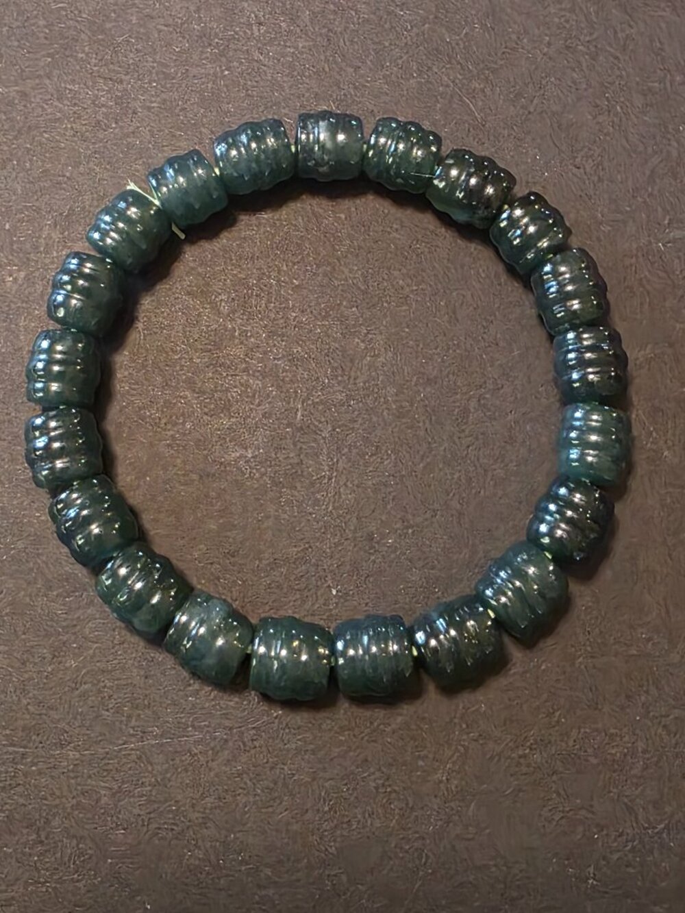Natural Dark Green Jadeite Jade Beaded Bracelet